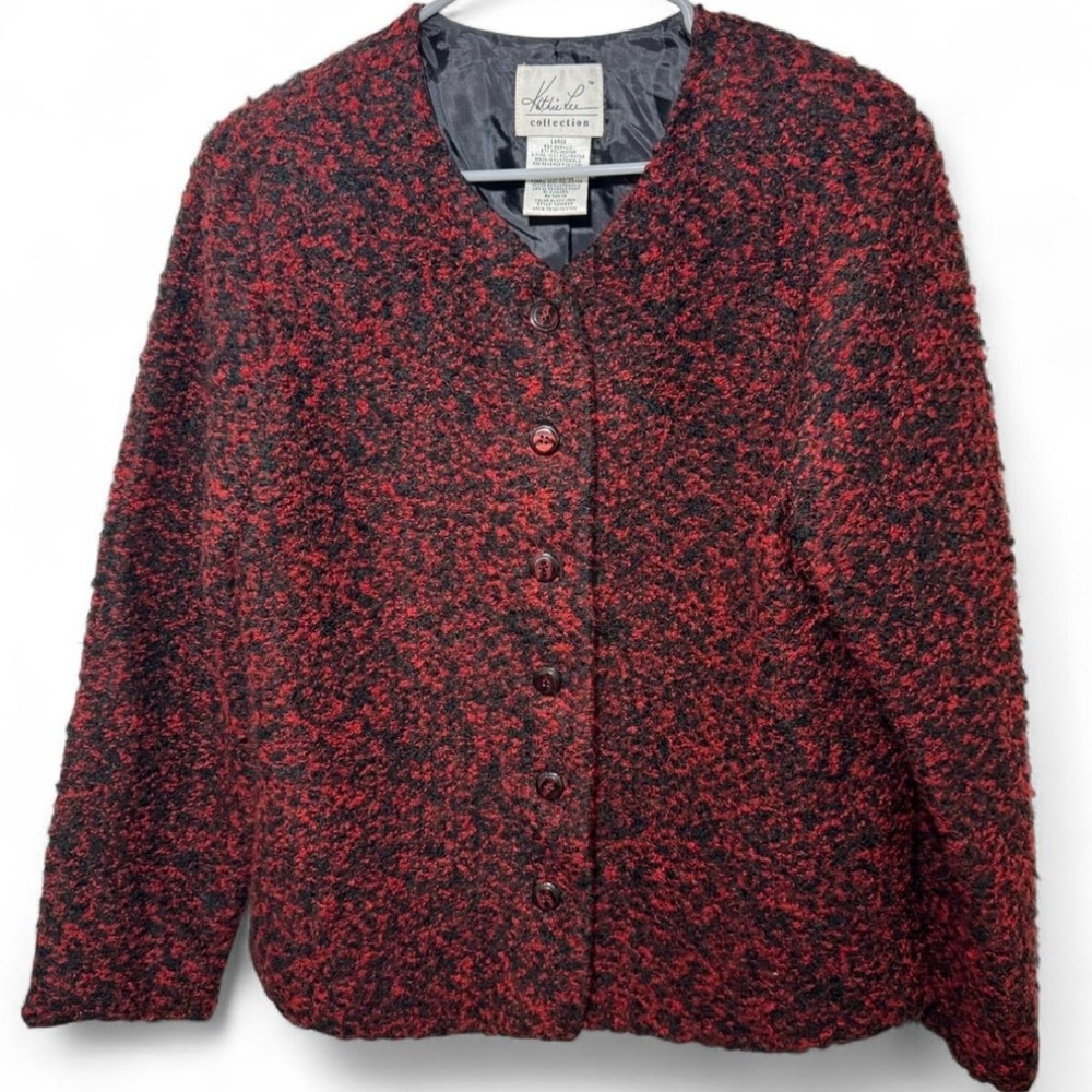 Kathie Lee Collection Red and‎ Black Cardigan/Blazer